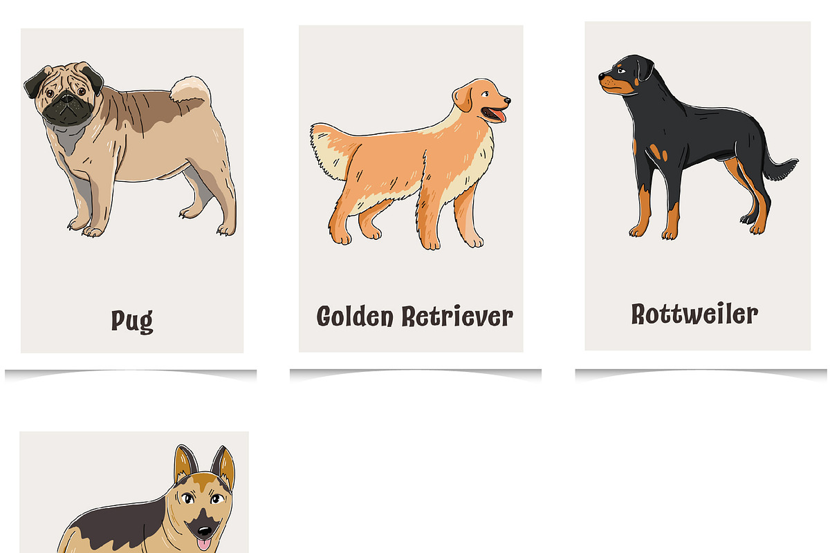 Dogs breeds printable cards, a Card Template by svetodesign (Photo 4 of 4)