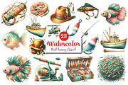 Watercolor Best Fishing Clipart, a Graphic by CitraGraphics (Thumbnail 1 of 4)