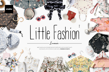 Little Fashion 2 Mockup Bundle, a Merchandise Mockup by creatsy5