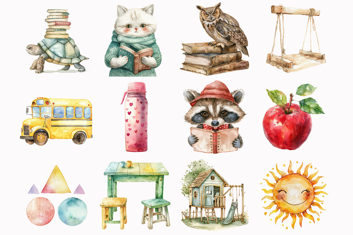 Back to School Animal Clipart, an Illustration by Design Market (Photo 3 of 5)