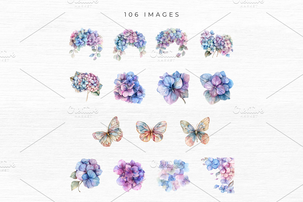 Hydrangea Clipart, Floral Clipart,, an Object Graphic by EllyandLima (Photo 7 of 9)