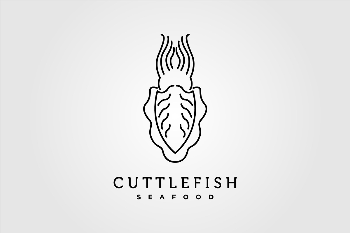line art cuttlefish logo minimalist