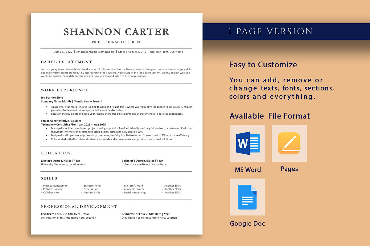 ATS professional resume template, a Resume Template by VictoriousVita (Photo 2 of 7)