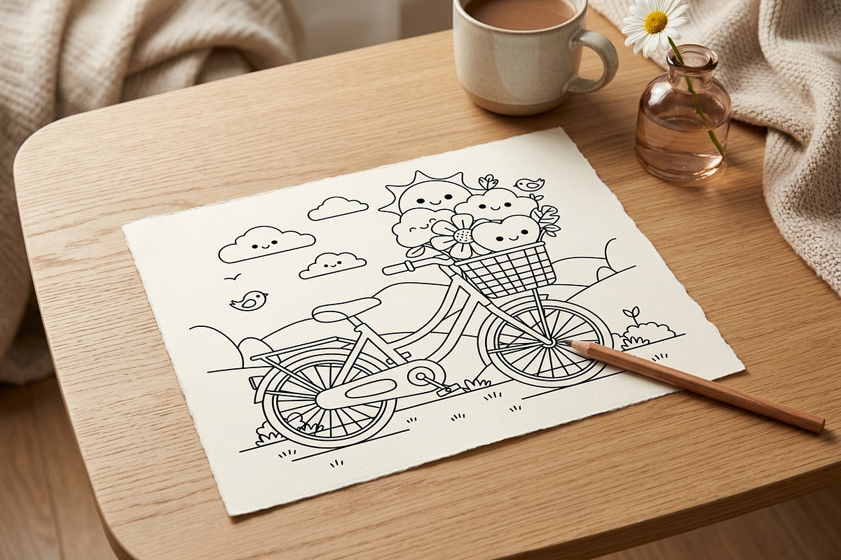112 Bicycle Coloring Pages for Kids, a Transportation Illustration by ikarifq shop (Photo 5 of 5)