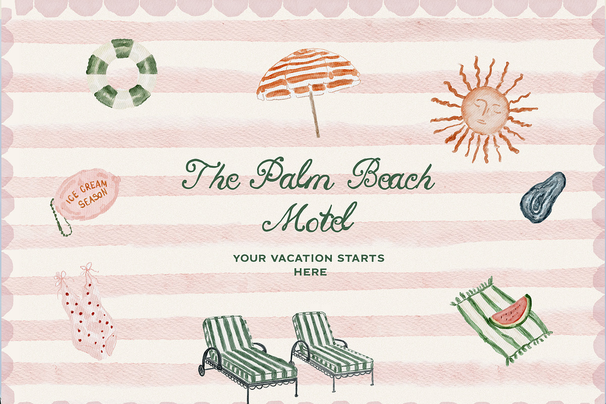 Hand Drawn Watercolor Summer Icons, an Object Graphic by Laras Wonderland (Photo 16 of 20)