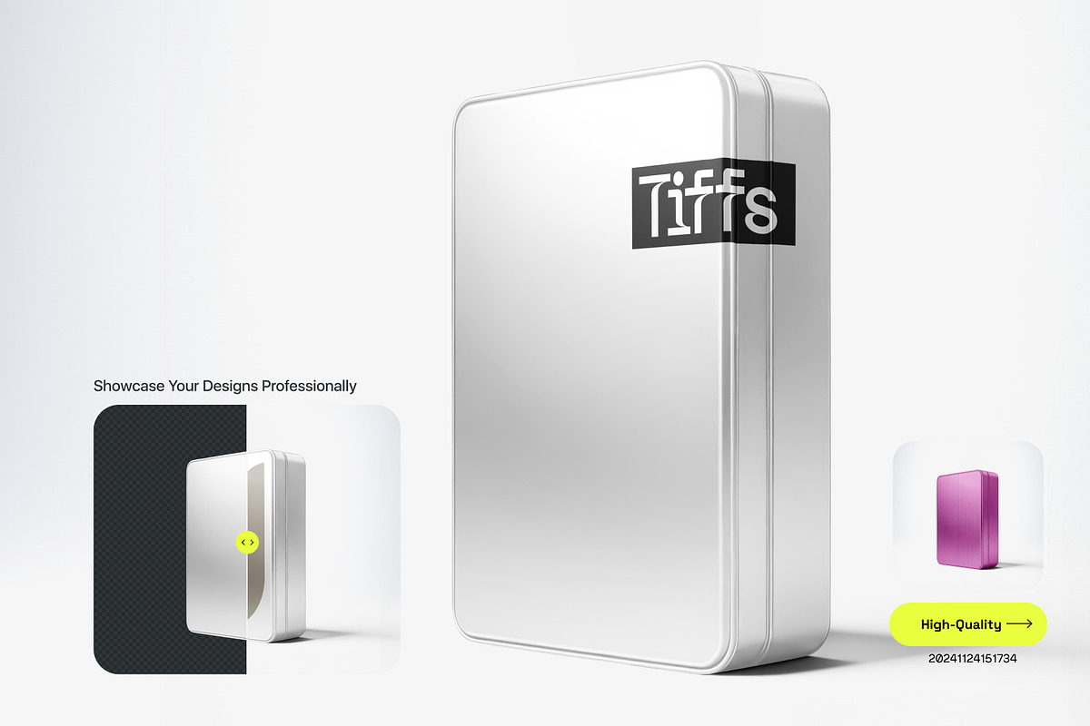 Rectangle Tin Box Packaging Mockup, a Household Mockup by TIFFS (Photo 3 of 5)