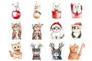 Quirky Christmas Cats Clipart, an Illustration by Design Market (Thumbnail 2 of 3)