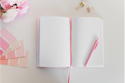 Mockup with open diary on white, an Abstract Photo by Aliona Serzhanova