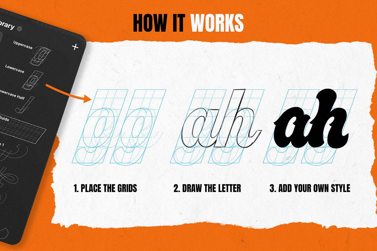 Script Letter Builder (Grid System), a Brush Add-On by Tharros (Photo 3 of 9)