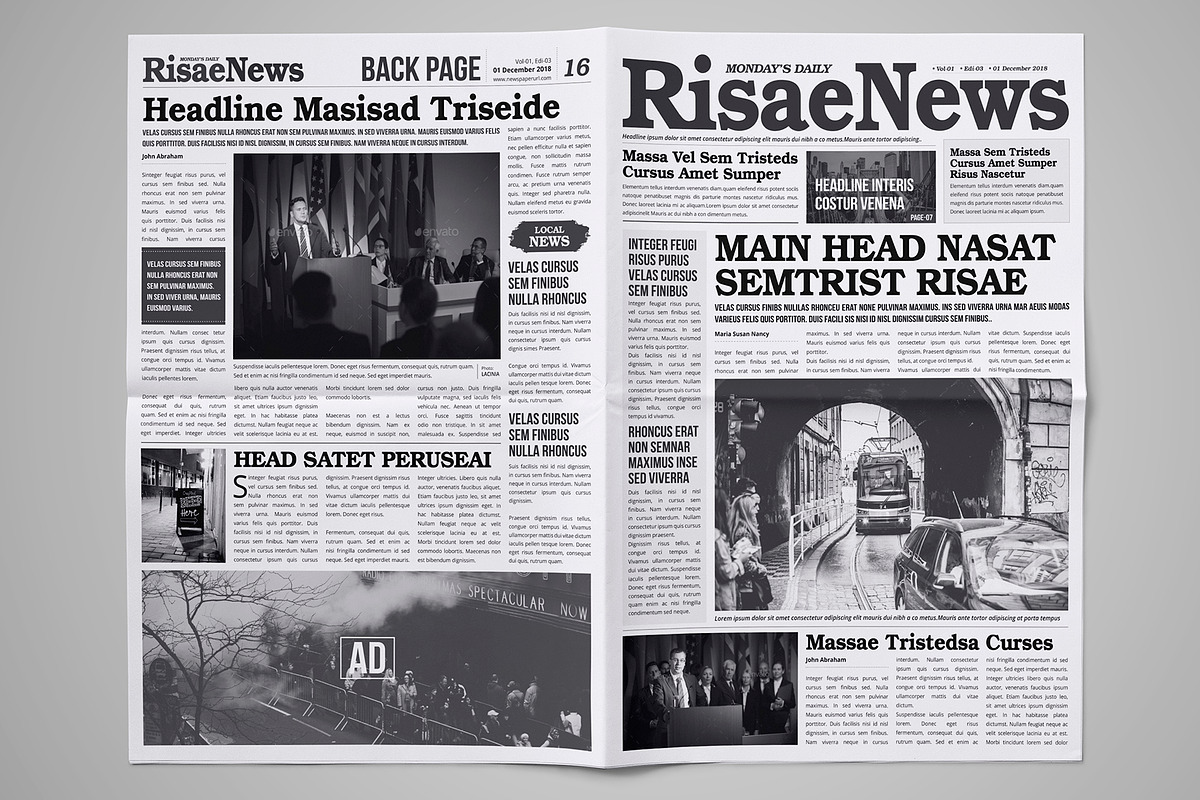 16 Page Newspaper Design v2, a Magazine Template by Miyaji75 (Photo 4 of 16)