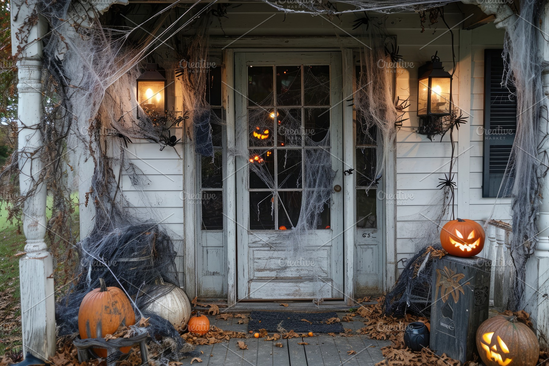 A house adorned for Halloween with s, a Photo by Iftikhar Alam