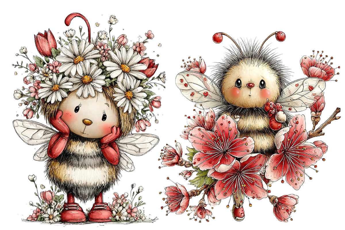 Whimsical Easter Bee Clipart, an Illustration by Designworld (Photo 2 of 6)