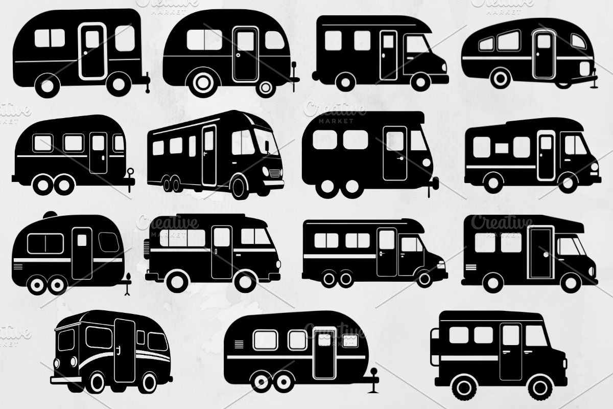 Rv Camper Silhouette SVG, a Transportation Illustration by newminddesign (Photo 1 of 5)