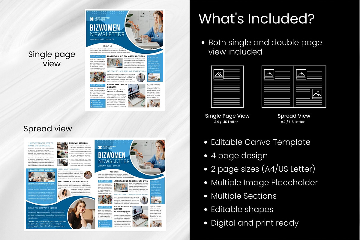 Business Women Canva Newsletter Layout preview 6