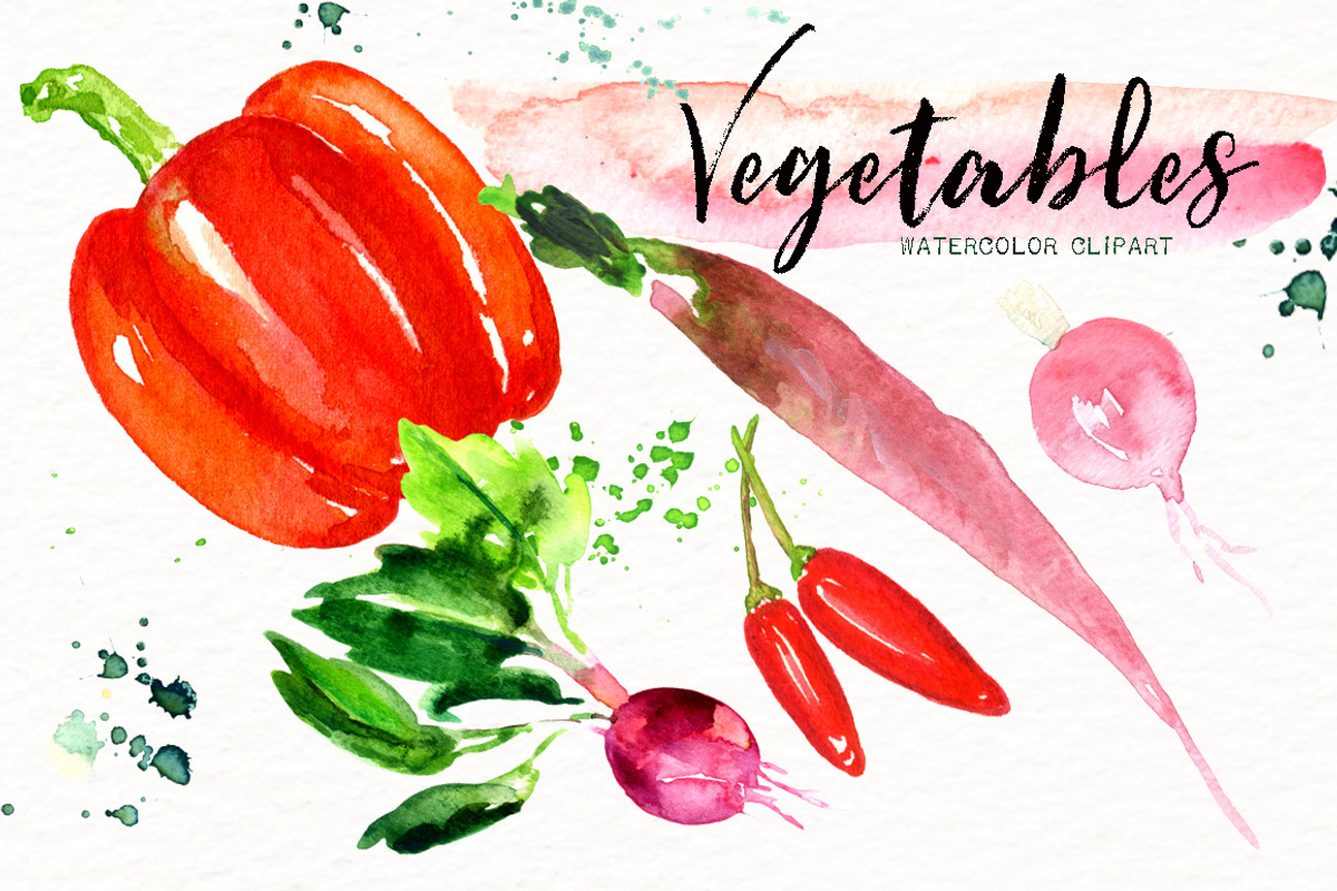 Vegetables. Watercolor clipart., an Illustration by LABFcreations (Photo 5 of 11)
