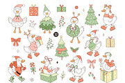 Silly Christmas Goose Clipart, an Animal Illustration by JulzaArt (Thumbnail 2 of 6)