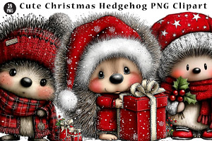 Cute Christmas Hedgehog PNG, a Seasonal Illustration by CreationArt