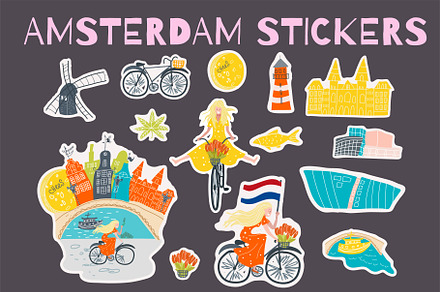 Amsterdam, Netherlands stickers, an Illustration by NataLyaroArt