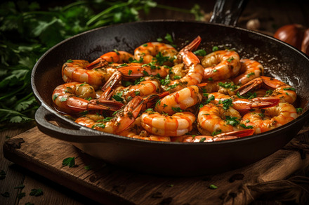 Traditional Spanish shrimp with garlic and parsley