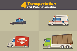 4 Transportation Vector Illustration