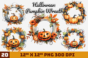 Halloween Pumpkin Wreath, an Illustration by Gemstone (Thumbnail 1 of 12)