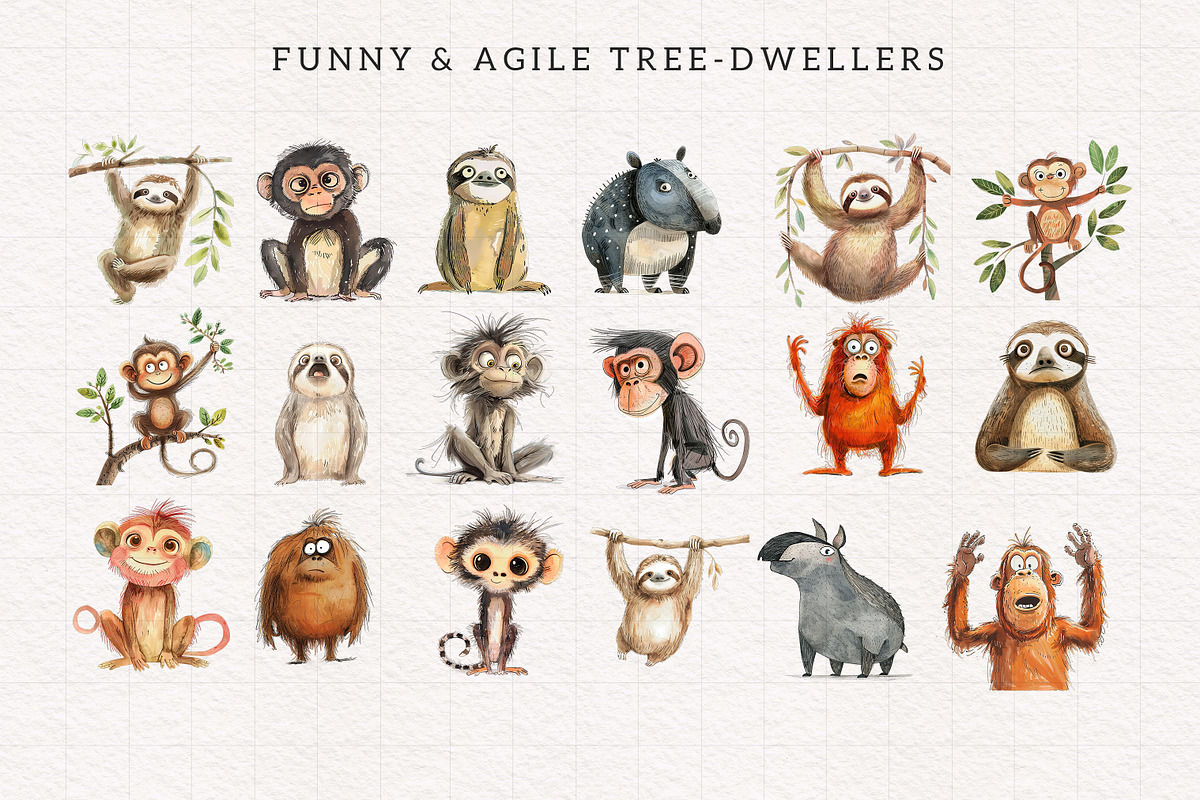 Quirky Rainforest Animals, an Animal Illustration by PaintPixelCo (Photo 6 of 19)