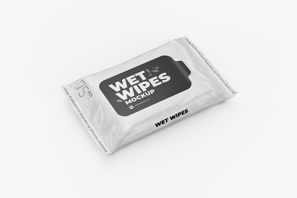 Wet wipes mockup. Angled view, a Packaging Mockup by easymock (Photo 8 of 8)