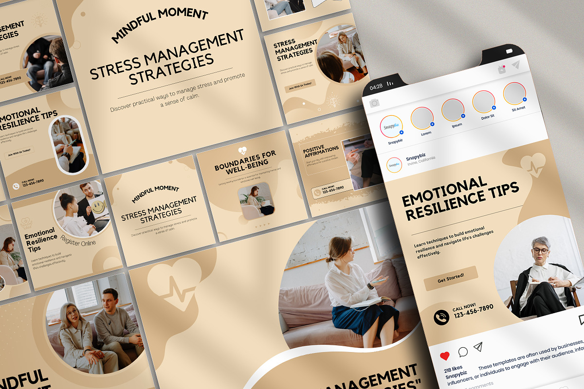 Therapist Instagram Templates, a Marketing Template by Snapybiz (Photo 4 of 10)