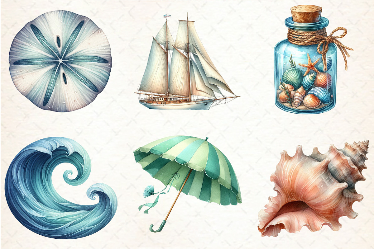 Summer Coastal Serenity Clipart, an Illustration by Libby Wishes (Photo 2 of 7)