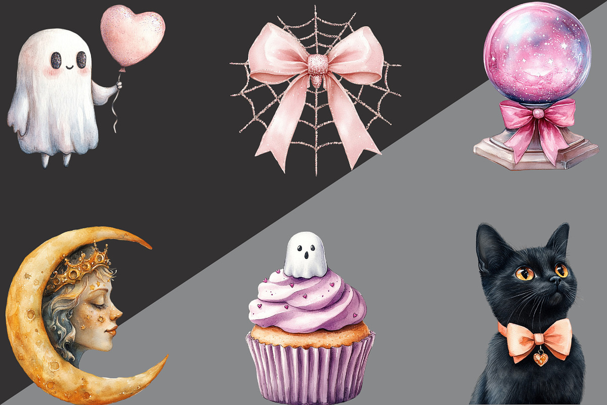 Coquette Sparkly Halloween Clipart, an Illustration by Black Bird Studio (Photo 2 of 6)