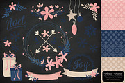 Navy & Pink Floral Christmas Wreath, an Illustration by Amanda Ilkov (Thumbnail 2 of 5)