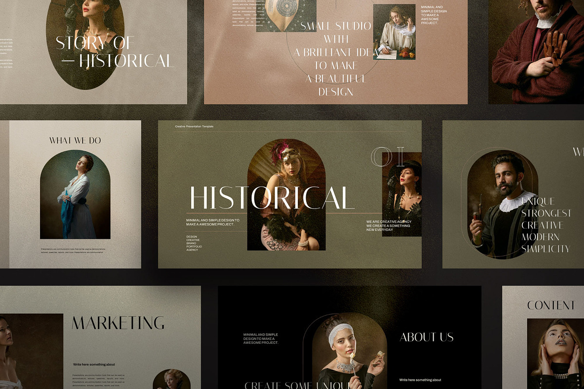 Historical Brand Google Slides, a Presentation Template by Dirtytemp Studio (Photo 1 of 10)