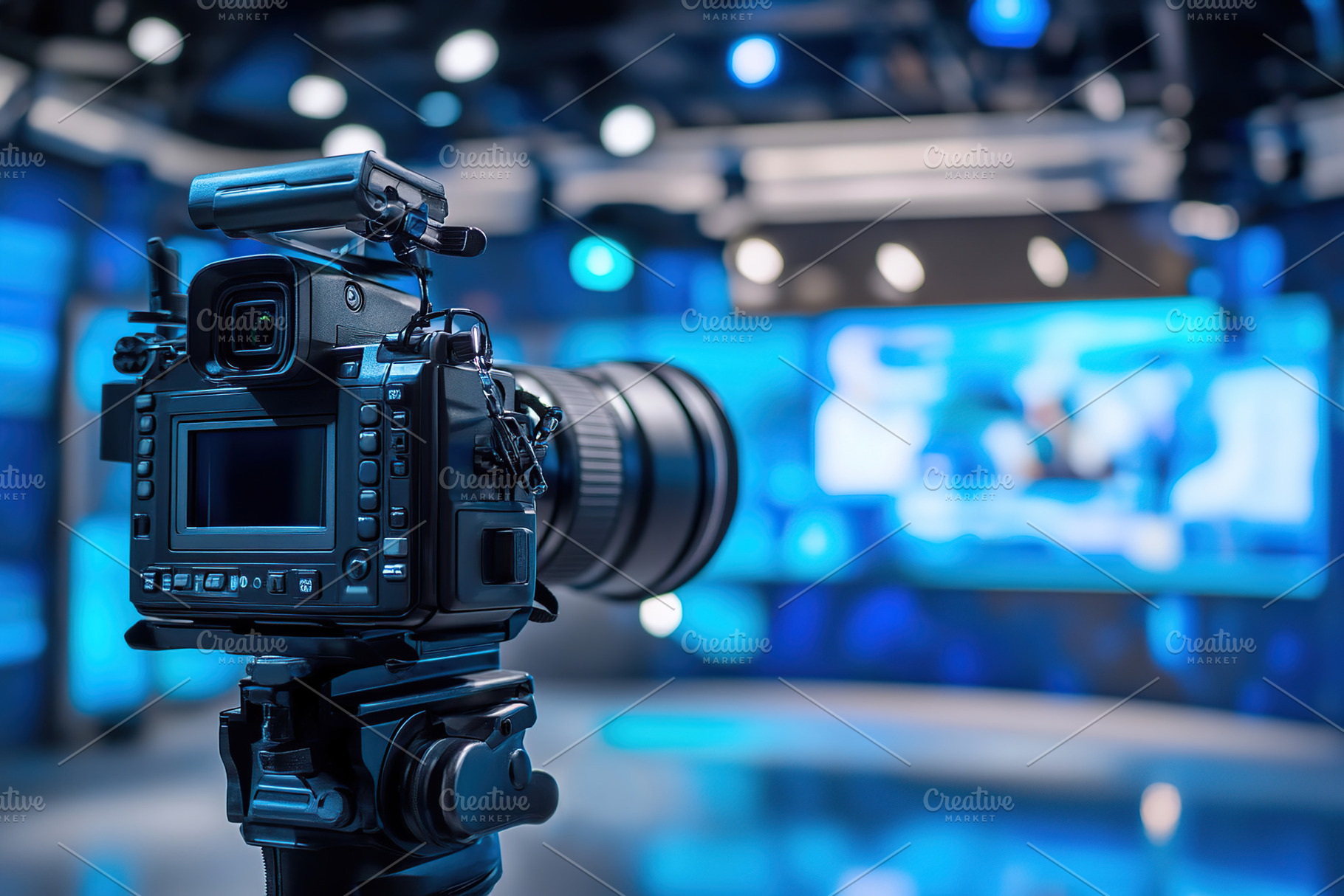 Modern television studio with professional camera, recording TV, a Technology Photo by AlyaAnd