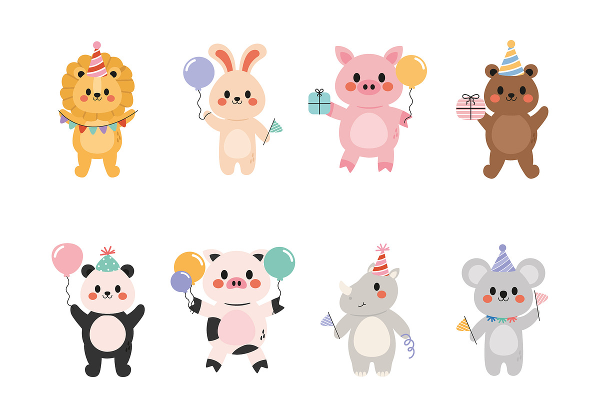 Cute Birthday Party Animals Set