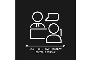 Job interview pixel perfect white, an Outline Icon by IMG Visuals