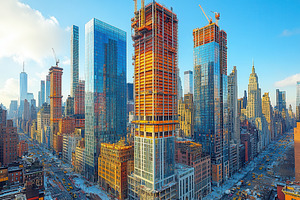 Construction of modern skyscrapers i, a Photo by Tanuart