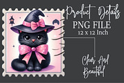Halloween Black Cat Postage Stamp PN, an Illustration by Rose Art (Thumbnail 3 of 4)