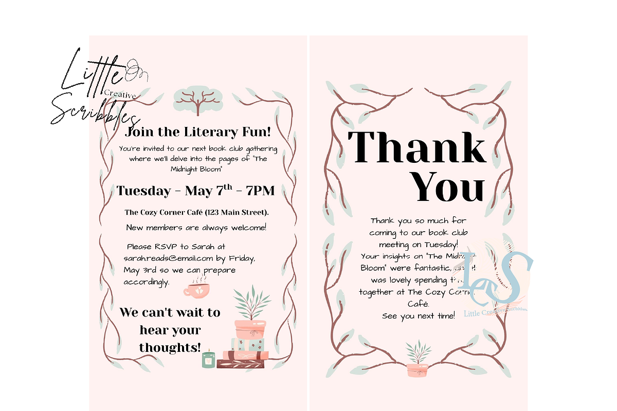 Cozy Book Club Invitation Template, an Invitation Template by Little Creative Scribbles (Photo 3 of 7)