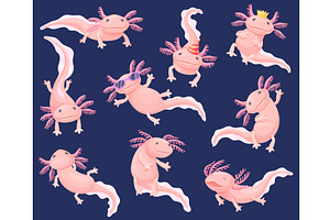 Axolotl. Cartoon axolotls cute, an Illustration by Stock-Smart-Start