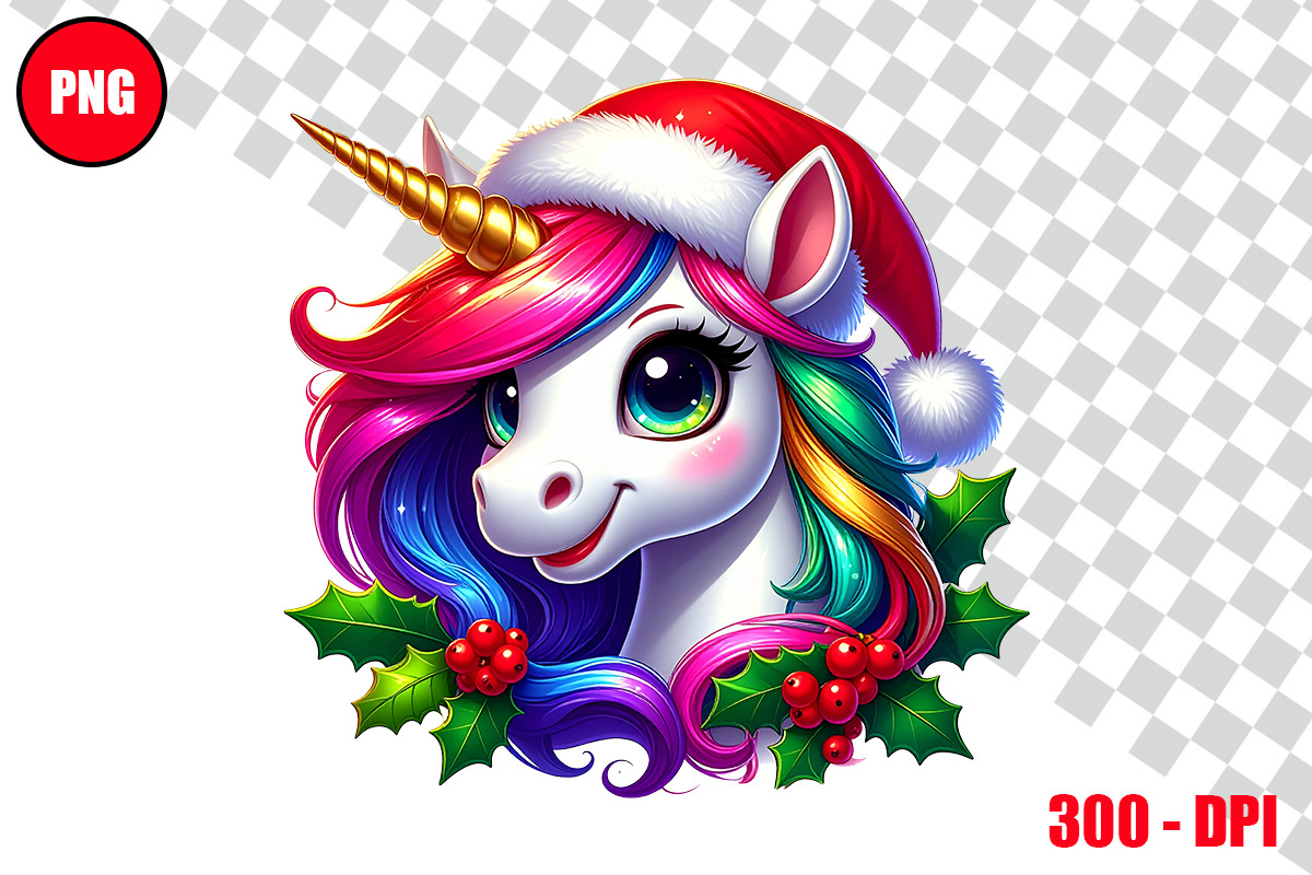 Christmas Unicorn Clipart Bundle, an Animal Illustration by taramija (Photo 23 of 26)