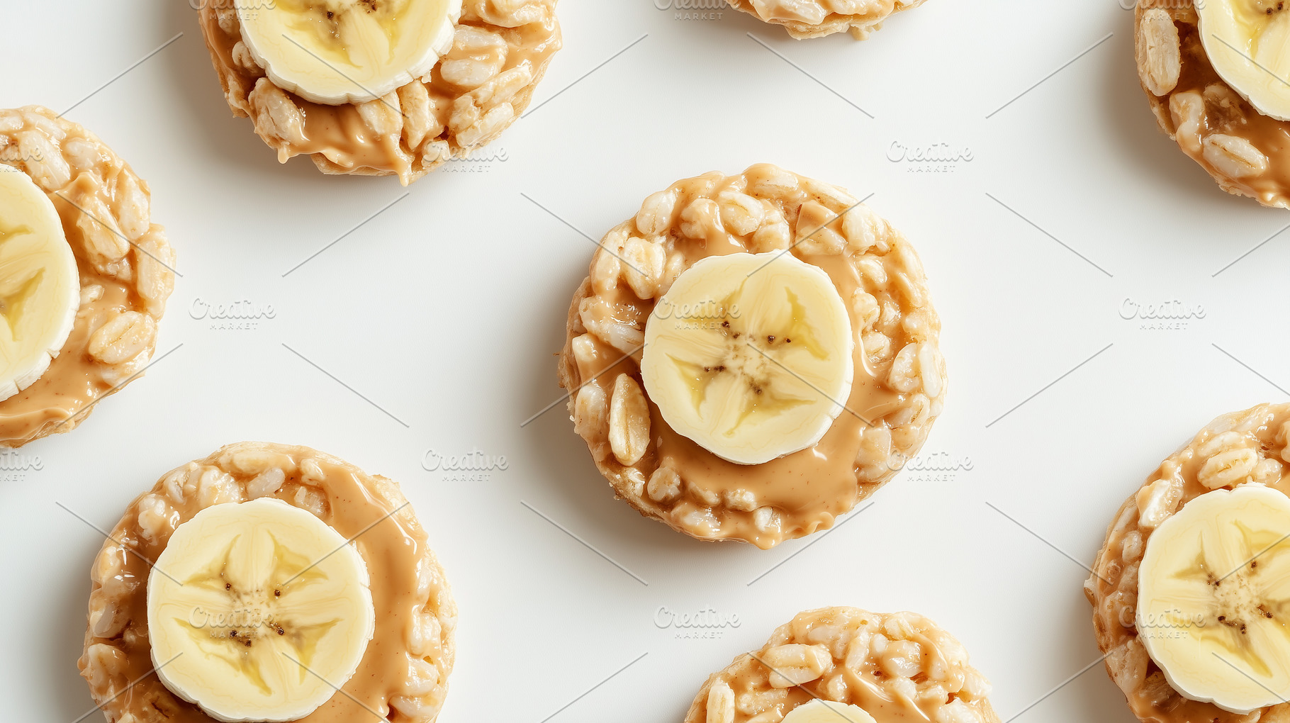 Round rice cakes with creamy peanut, a Food & Drink Photo by MistyDay