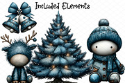 Whimsical Icy Blue Christmas Clipart, an Illustration by cherrydesign (Thumbnail 2 of 4)