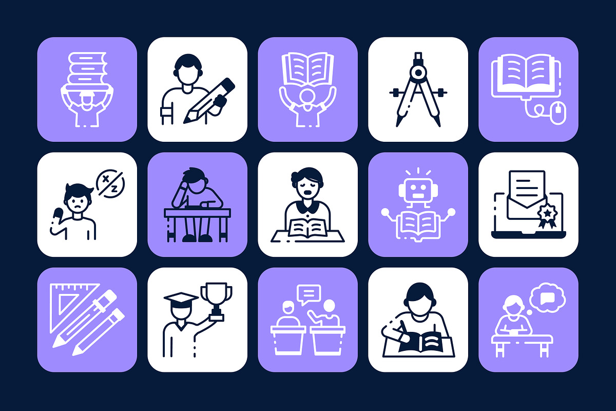 School Education Icons Set, a Solid Icon by Vectors Market (Photo 5 of 8)