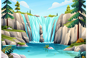 Nature River and Waterfall Landscape, an Illustration by YG Studio (Thumbnail 6 of 6)
