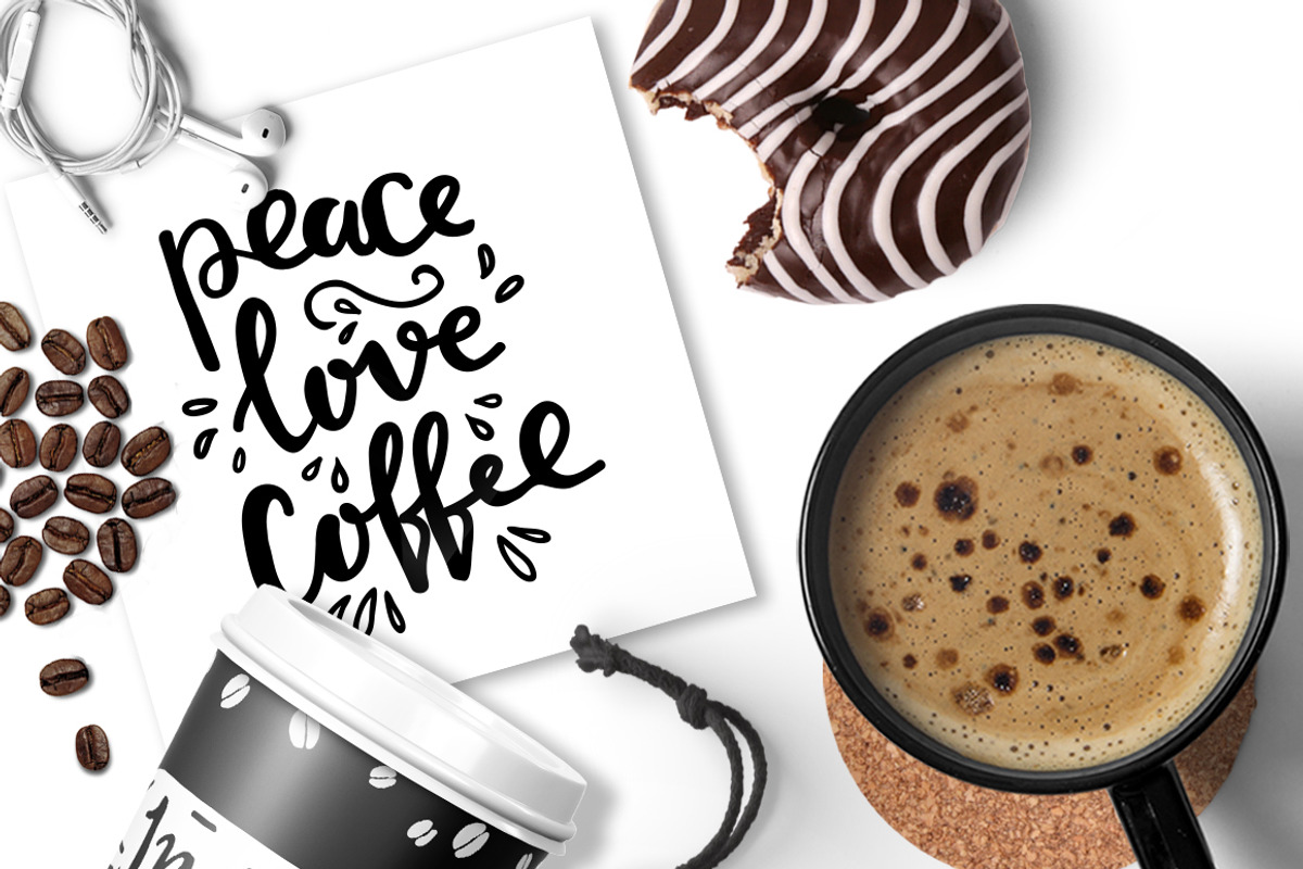 Peace, Love and Coffee set, a Food Illustration by Cozy pattern shop (Photo 8 of 12)