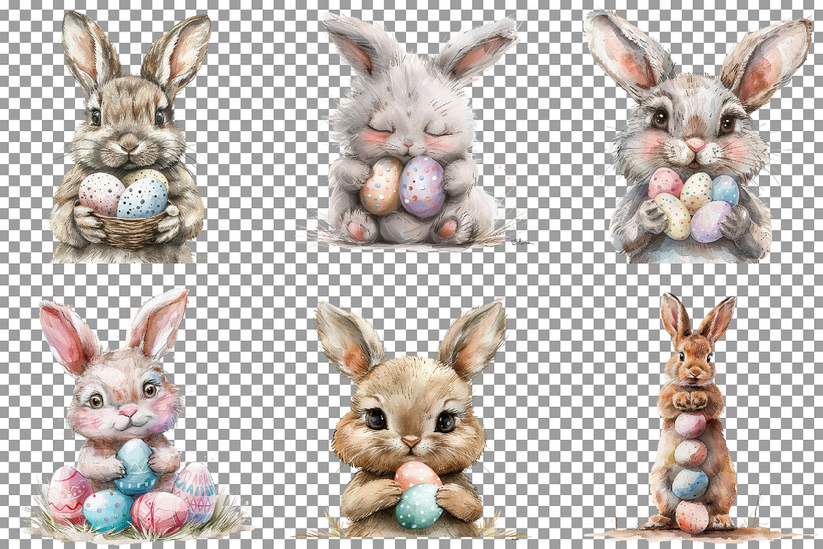 Whimsical Bunny Easter Clipart, an Illustration by Sublimation Artist (Photo 3 of 7)