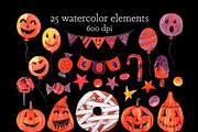 Watercolor Halloween clipart, a Seasonal Illustration by AnastasiaWatercolor (Thumbnail 3 of 5)