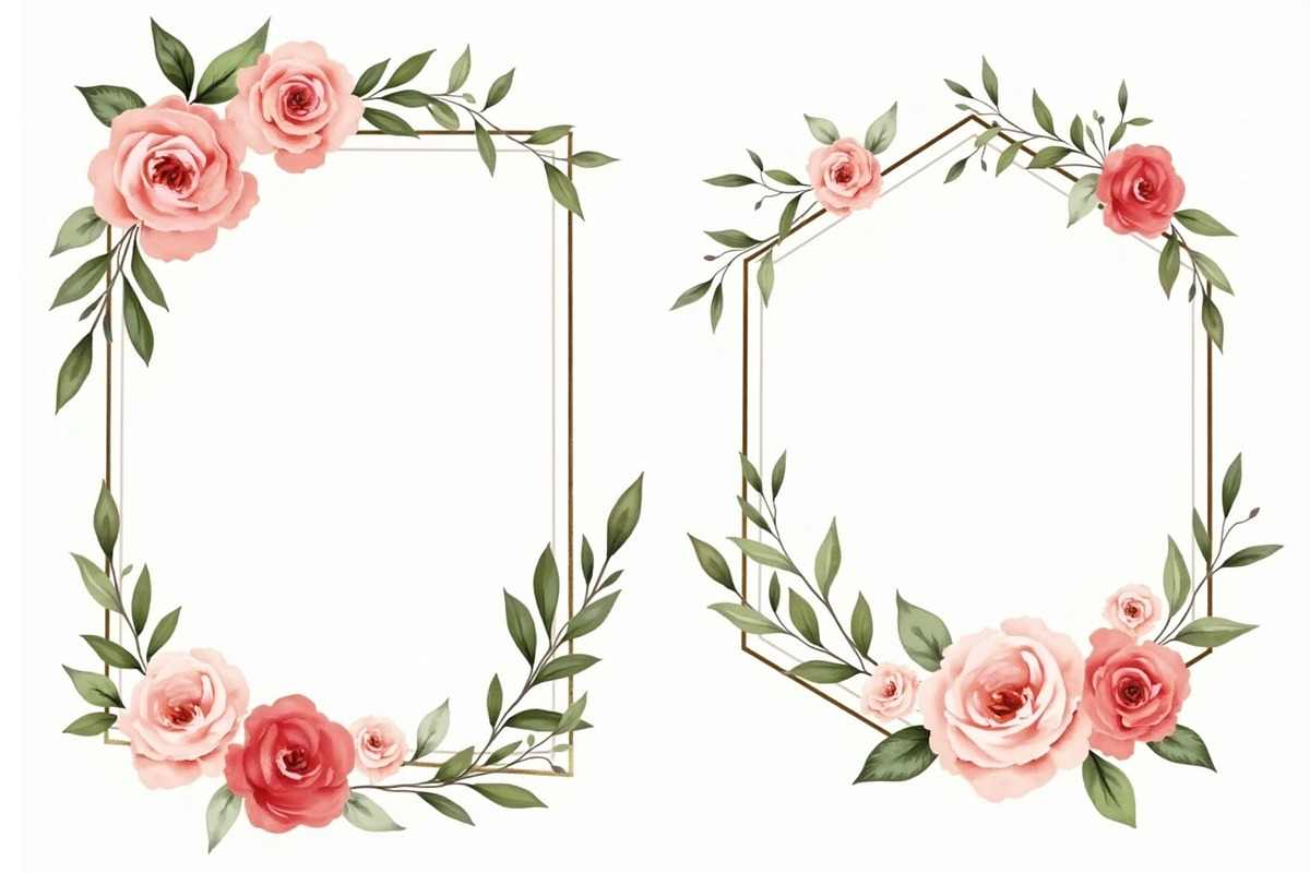 Rustic Floral Geometric Frame Bundle, an Illustration by musafir_fashion (Photo 4 of 14)