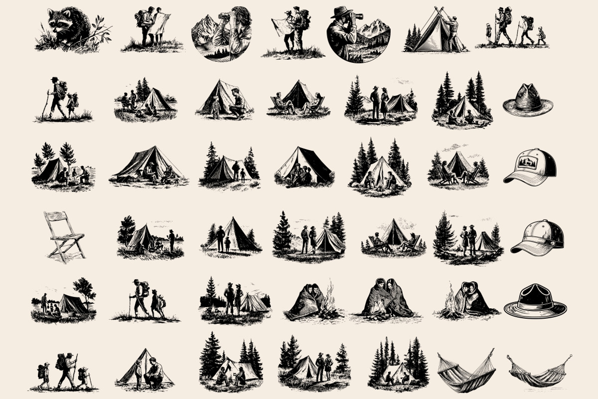 Vintage Outdoor Camping illustration, an Object Illustration by Nocturnal Wolf (Photo 13 of 18)