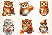 Watercolor Autumn Owl Clipart, an Illustration by Rose Art (Thumbnail 3 of 4)